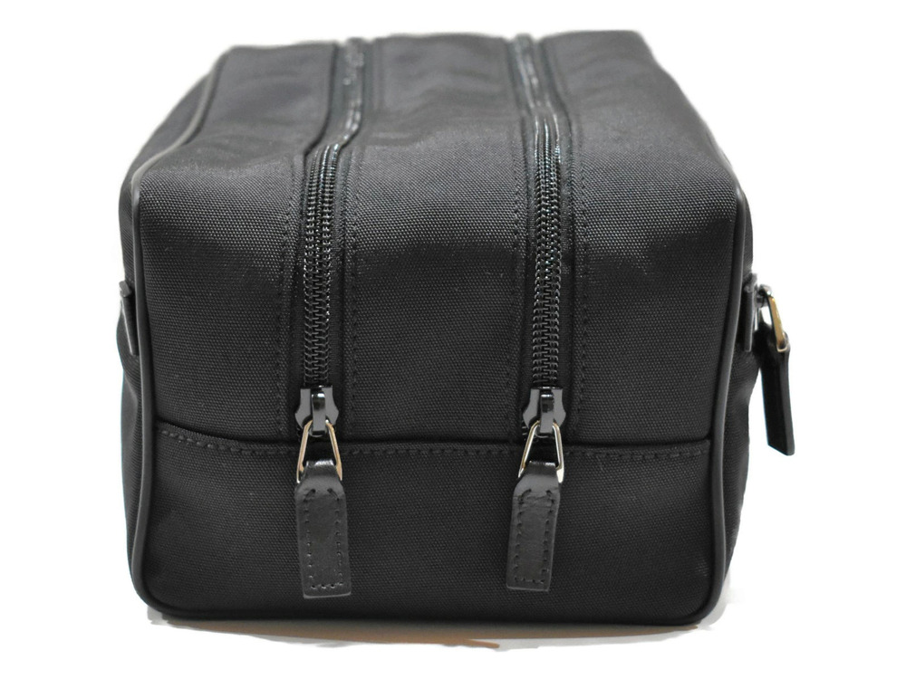 Gucci Clutch Double Handbag Zip Black Canvas Black